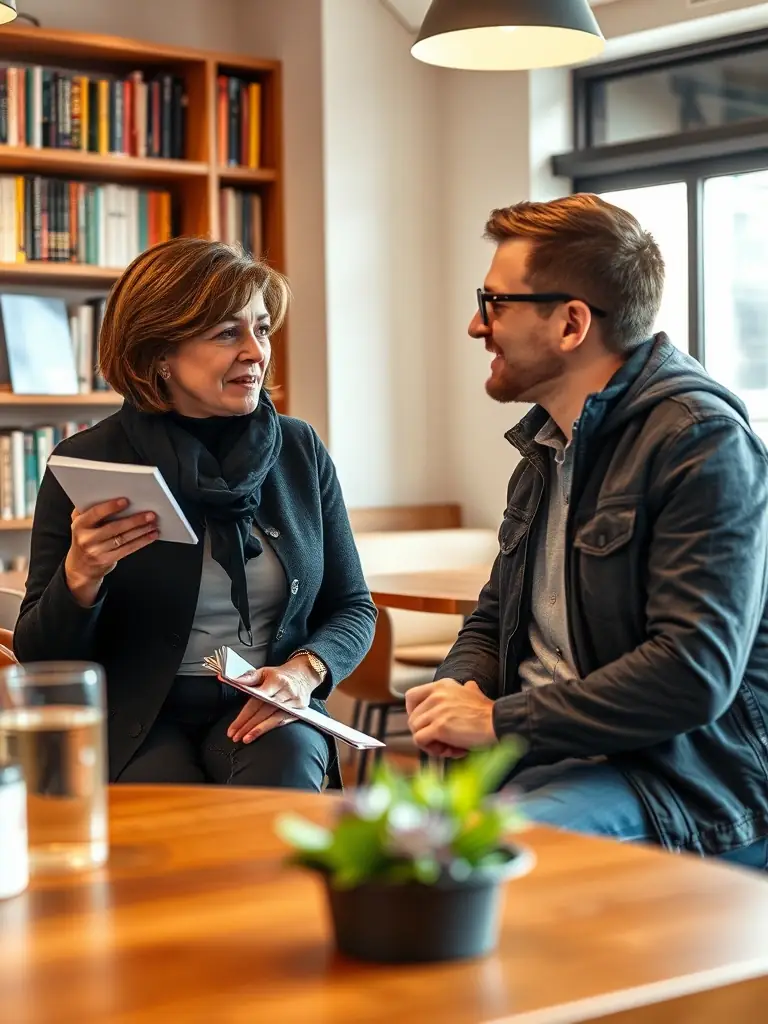 A professional photograph of a France Vigilante journalist conducting an interview, emphasizing the importance of funding independent journalism.