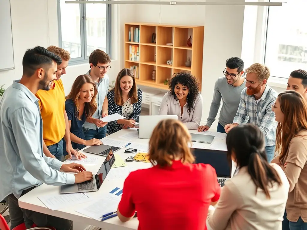 Group of people collaborating in a community workshop.
